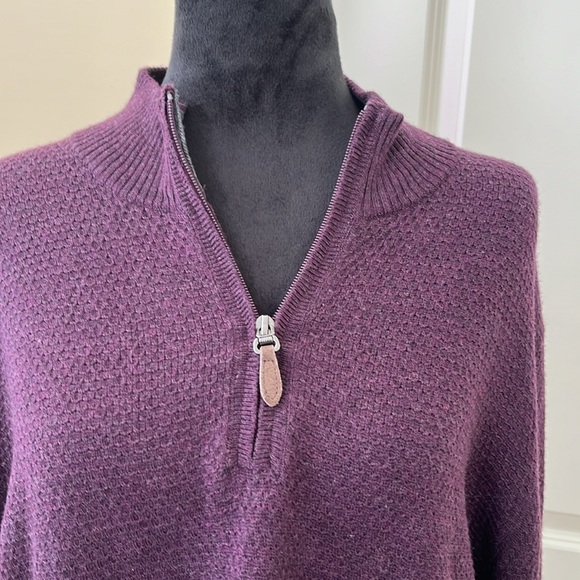 Raffi 100% Fine Wool Men Sweater Purple Size XL Quarter Zip Pullover - Picture 3 of 7